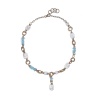 Колье Alcozer&J, с аквамарином и жемчугом, AL-C68CG25-R голубой