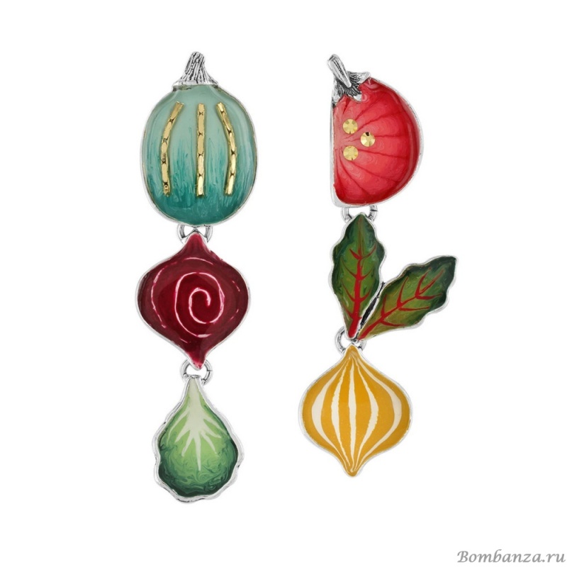 Серьги TARATATA, Coeur d`artichaud, асимметричные, со смолой и стразами, TT-H23-07974-10M серебристый