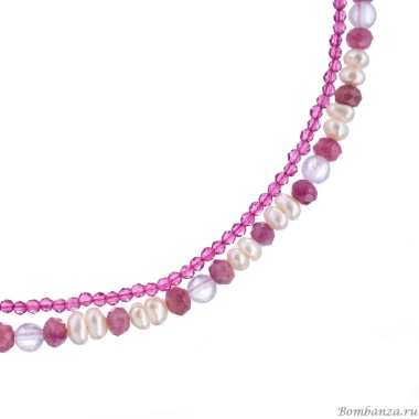 Колье Lanzerotti, Monroe, кварц, жемчуг, турмалин, кристаллы, LZ-23.07-236 розовый