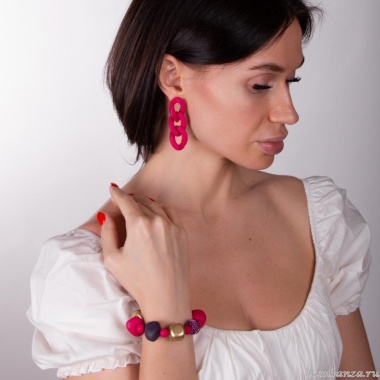 Серьги Moon Paris, Lorian, с кручеными звеньями, ML-23.03-036 розовый Серьги Moon Paris, Lorian, с кручеными звеньями, ML-23.03-036 розовый