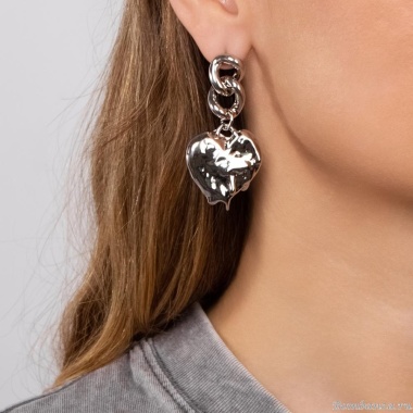 Серьги Moon Paris, Ringo, с сердцем, MR-24.06-054 серебристый