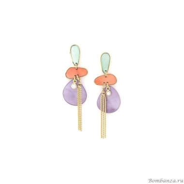 Серьги Franck Herval, Aurore, ракушки Capiz в смоле,кристалл Swarovski, FH24.2-12-69161 золотистый