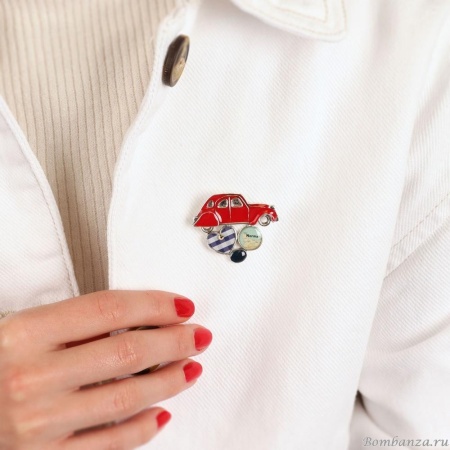 Брошь TARATATA, Simone, с цветной смолой и стразами, TT-T24-02202-10M серебристый