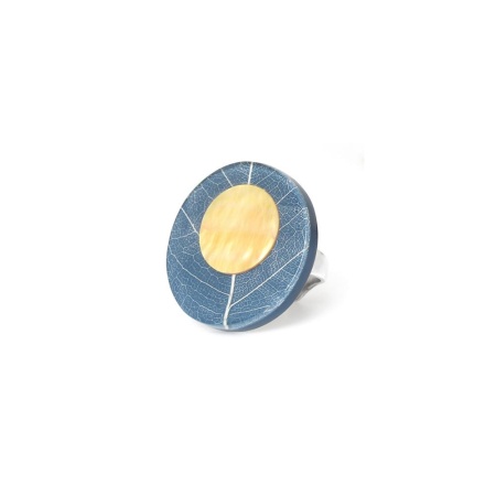 Кольцо Nature Bijoux, Ficus Carica, акриловое, со смолой и перламутром, NB25.2-19-25831 синий