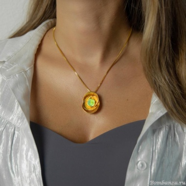 Колье Catherine Bijoux, Abstract shell, с кристаллом, CB25.1-5381AG мятный