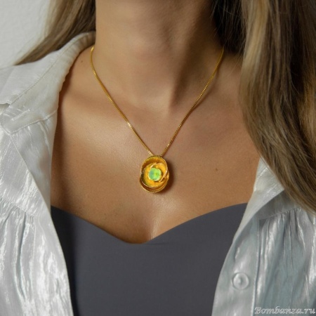 Колье Catherine Bijoux, Abstract shell, с кристаллом, CB25.1-5381AG мятный