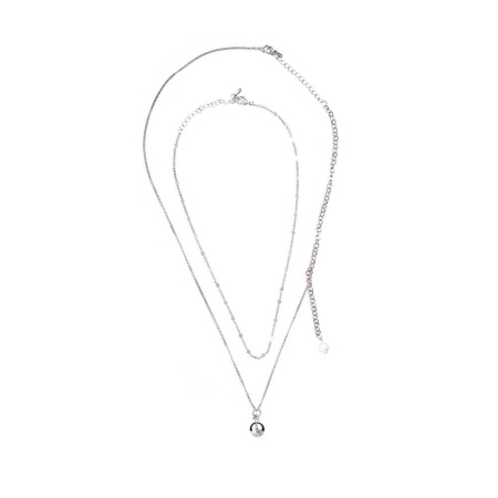 Колье Moon Paris, Ringo, две цепи, с жемчугом, MR-22.04-104 серебристый