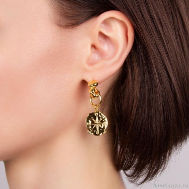 Серьги Moon Paris, Ringo, асимметричные, с подвесками, MR-21.04-028 золотистый Серьги Moon Paris, Ringo, асимметричные, с подвесками, MR-21.04-028 золотистый
