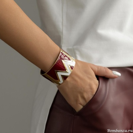 Браслет Francesca Bianchi, кафф, с эмалью, FB25.2-13A красный, 7см