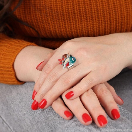 Кольцо TARATATA, Woody, разъемное,со смолой и слюдяным порошком, TT-H24-10412-104 синий