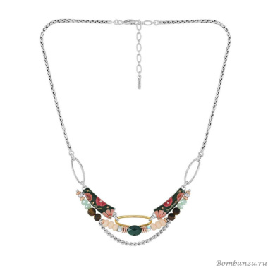 Колье TARATATA, Hotel particulier, смола, стразы, микробусины, бронзит, TT-H23-06106-10M серебристый