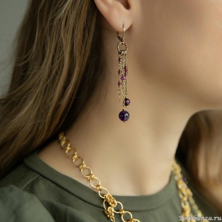 Серьги Lanzerotti, Elisir, с жемчугом,аметистом, рубином и гранатом, LZ-25.10-289 бордовый