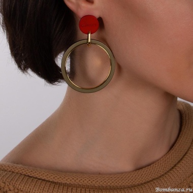 Серьги Nuance, Nuance, асимметричные, с кольцами, NFN-23.12-094 красный