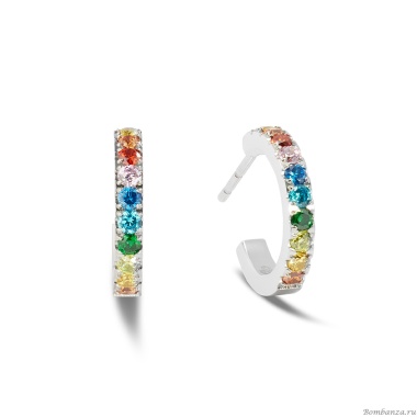Серьги Coeur de Lion, Hoop Multicolour Silver 15мм, 0146/23-1517 Серьги Coeur de Lion, Hoop Multicolour Silver 15мм, 0146/23-1517