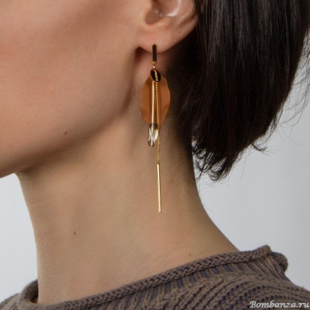 Серьги Nuance, асимметричные, с горным хрусталем, NFN-24.01-015 золотистый