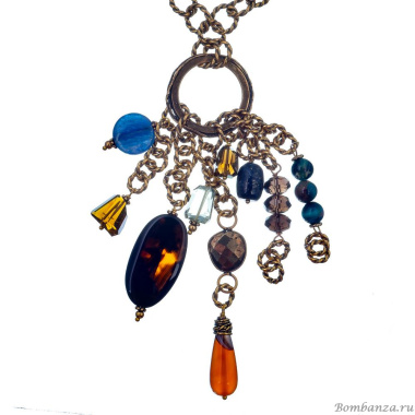 Колье Alcozer&J, сердолик,принит, лазурит,аметрин, кианит, AL-C148IK22 золотистый