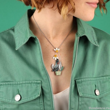 Колье TARATATA, Le facteur, цветная смола, блестки, слюдяная пудра, TT-T25-01101-10M серебристый