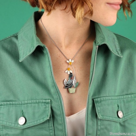 Колье TARATATA, Le facteur, цветная смола, блестки, слюдяная пудра, TT-T25-01101-10M серебристый