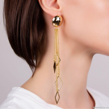 Серьги Moon Paris, Ringo, удлиненные, с подвесками, MR-21.04-024 золотистый Серьги Moon Paris, Ringo, удлиненные, с подвесками, MR-21.04-024 золотистый