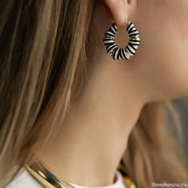 Серьги Francesca Bianchi, кольца, с эмалью, FB25.2-81S золотистый