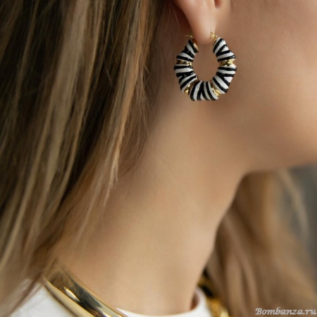 Серьги Francesca Bianchi, кольца, с эмалью, FB25.2-81S золотистый