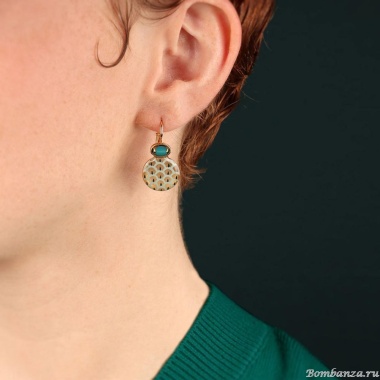 Серьги TARATATA, Fuchsia, смола, стеклянные бусины, золотая краска, TT-E25-02717-207 зеленый Серьги TARATATA, Fuchsia, смола, стеклянные бусины, золотая краска, TT-E25-02717-207 зеленый