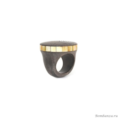 Кольцо Nature Bijoux, Eclipse, из эбенового дерева с перламутром, NB25.2-19-25822 серый, 17,5