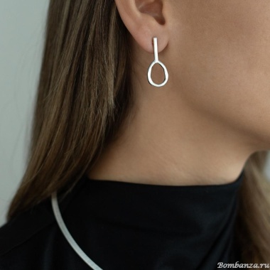 Серьги Dansk Copenhagen, Elysian, с овалом, DNSK25.1-3C2501014 серебристый