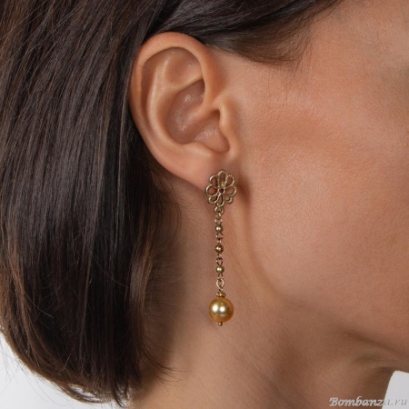 Серьги Lanzerotti, Sfarfallio, с жемчугом, LZ-24.01-116 золотистый