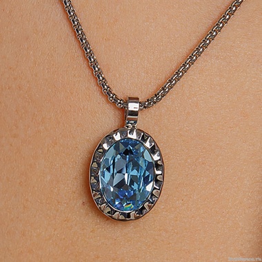 Колье Qudo, TIVOLA UNICA big (S/P) Aquamarine 3cm, 420527 Колье Qudo, TIVOLA UNICA big (S/P) Aquamarine 3cm, 420527