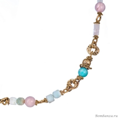 Колье Alcozer&J, с розовым кварцем, амазонитом и агатом, AL-C58AC25N-R розовый