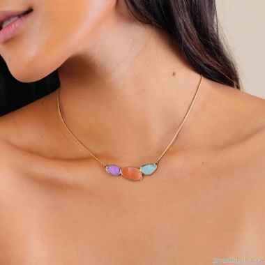 Колье Franck Herval, Aurore, с ракушками Capiz в смоле, FH24.2-15-64201 золотистый