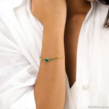 Браслет Franck Herval, Mathilde, с жадом, яшмой, цитрином, костью, агатом, FH24.1-13-72541 зеленый