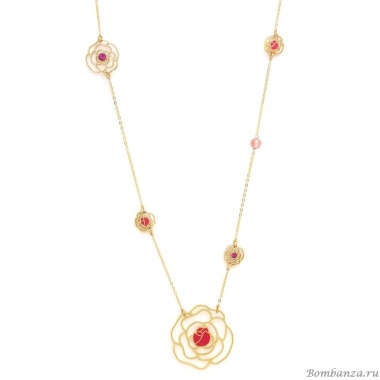 Колье Franck Herval, Camelia, кристаллы Swarovski, цветная эмаль,кварц, FH24.2-15-64222 золотистый