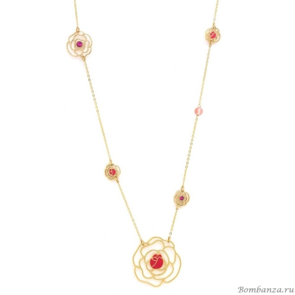 Колье Franck Herval, Camelia, кристаллы Swarovski, цветная эмаль,кварц, FH24.2-15-64222 золотистый