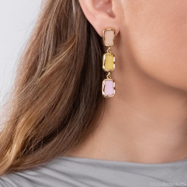 Серьги Moon Paris, с цветными акриловыми вставками, Mo-Y24.06-020 желтый