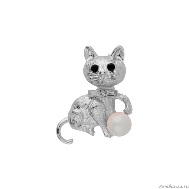 Брошь Shadore, Кошка с жемчужиной FAN-07051.1 BW/S Брошь Shadore, Кошка с жемчужиной FAN-07051.1 BW/S