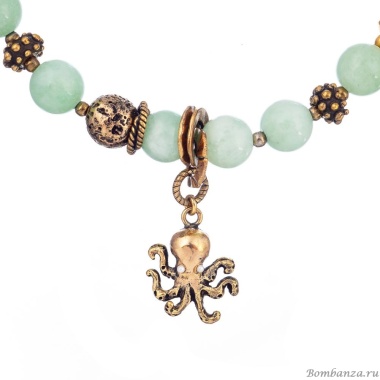 Колье Alcozer&J, с амазонитом и жемчугом, AL-C58BR23-R зеленый