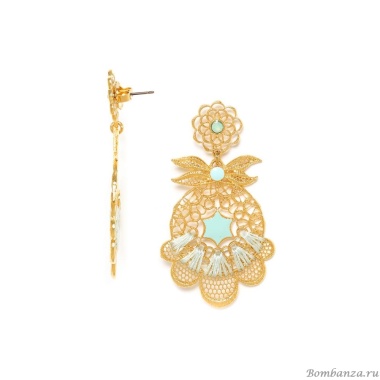 Серьги Franck Herval, Cassiopee, кристаллы Swarovski, эмаль, текстиль, FH23.2-12-68447 золотистый