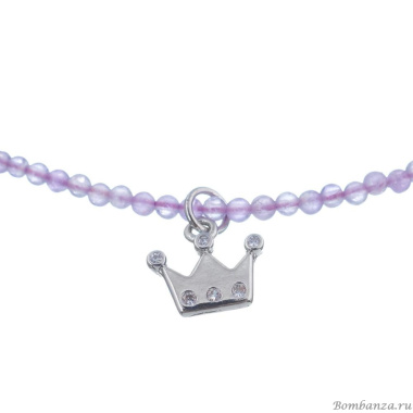 Колье Lanzerotti, Glicine, аметист, бисер, подвеска-корона, LZ-24.04-199 сиреневый