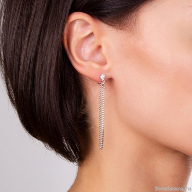 Серьги Moon Paris, Ringo, двойные, с кристаллами, MR-22.04-136 серебристый Серьги Moon Paris, Ringo, двойные, с кристаллами, MR-22.04-136 серебристый