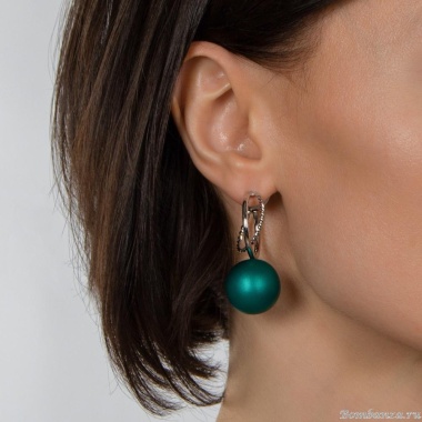 Серьги Nuance, асимметричные полукольца, со сферами, NFN-23.03-025 серебристый