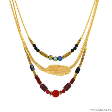 Колье TARATATA, Grenat, стеклянные, нефритовые бусины, агат, TT-W24-04107-20M золотистый