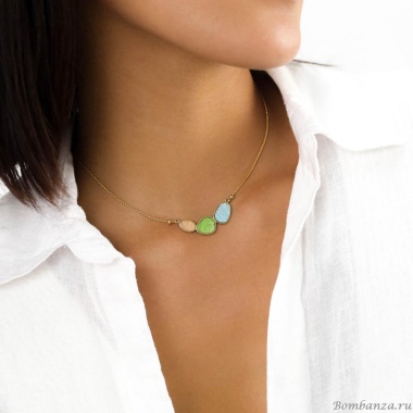 Колье Franck Herval, Victoire, с ракушками Capiz в смоле, FH24.1-15-64080 золотистый