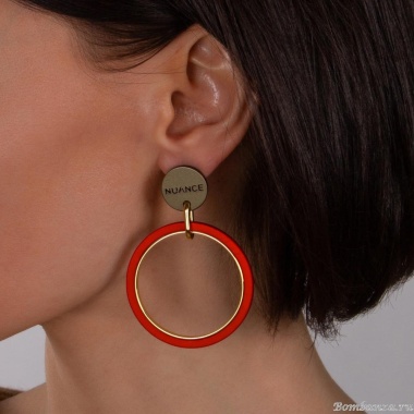 Серьги Nuance, Nuance, асимметричные, с кольцами, NFN-23.12-094 красный