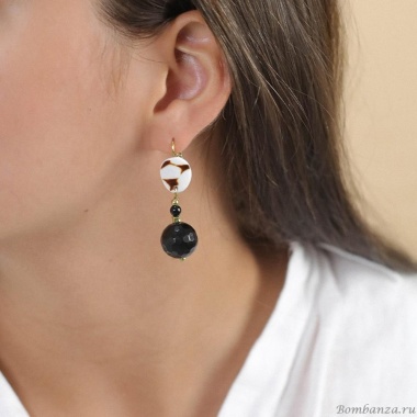 Серьги Nature Bijoux, Bagheera, с агатом и раковиной, NB24.1-12-79195 черный Серьги Nature Bijoux, Bagheera, с агатом и раковиной, NB24.1-12-79195 черный