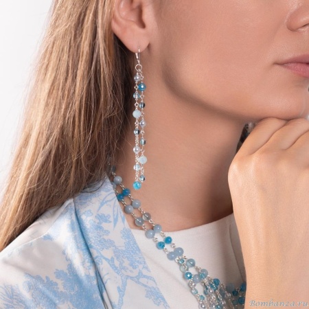 Серьги Lanzerotti, Marino, с топазом, перламутром и кристаллами, LZ-25.06-178 голубой