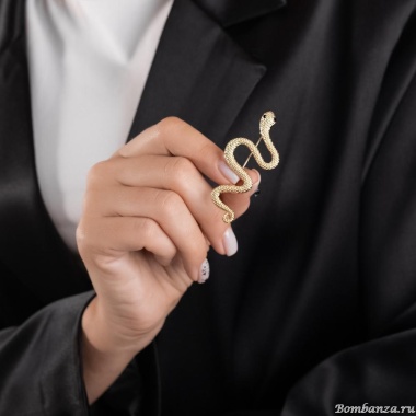 Брошь Moon Paris, змея с кристаллами, Mo-Y24.11-079 золотистый Брошь Moon Paris, змея с кристаллами, Mo-Y24.11-079 золотистый