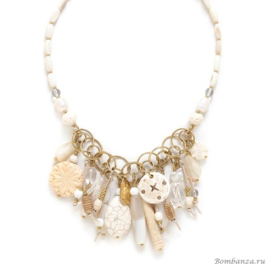 Колье Nature Bijoux, Pondichery, агат,кость,говлит,горный хрусталь,жемчуг, NB24.1-15-43050 белый