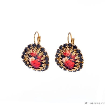 Серьги Celeste G, с кристаллами Swarovski и сатинатом, CS25.1-2095 черный